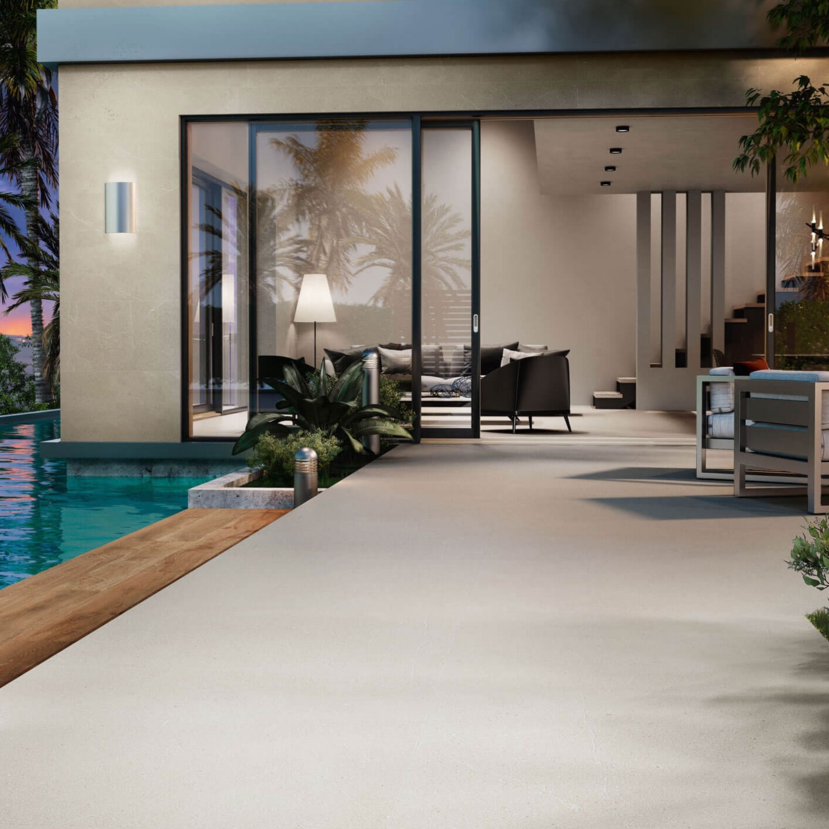 Exterior con pavimento Cleveland 1833 Bone 100x100