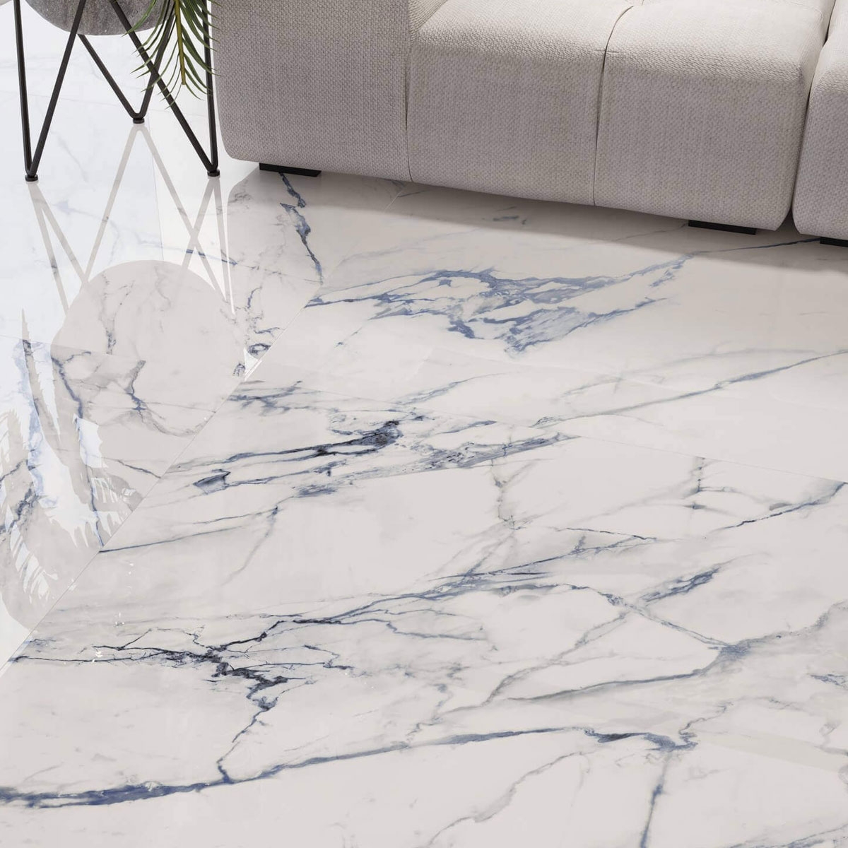 Room with flooring Firenze 1840 Calacatta Blue 98x98