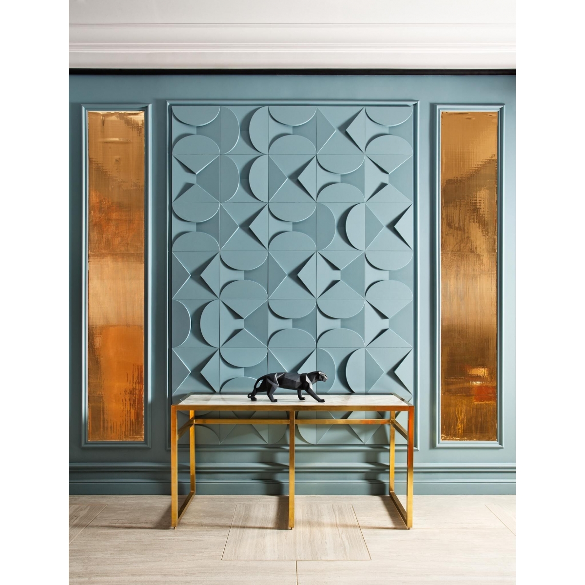 Wohnzimmer-Betonungswand mit Wandpaneel W106 ENVELOP 333x333x29mm