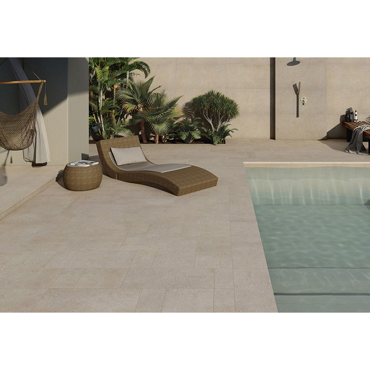 Exterior with Posets Beige Non-slip Pavement 36x72