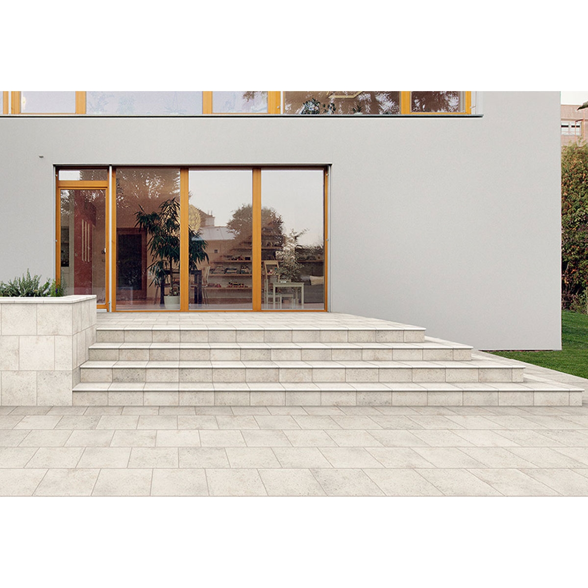 Exterior con Pavimento Rocks White Antideslizante 30x30