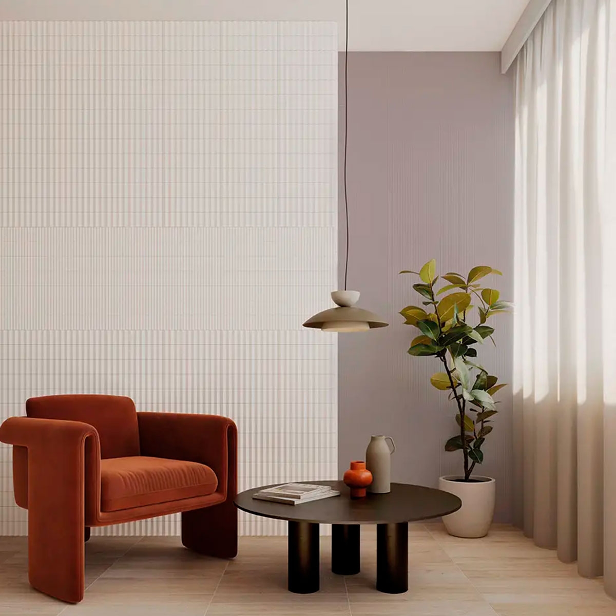 Interior con revestimiento Twin Peaks TP MED Snow 7,5x30 (Caja 0,42m2)