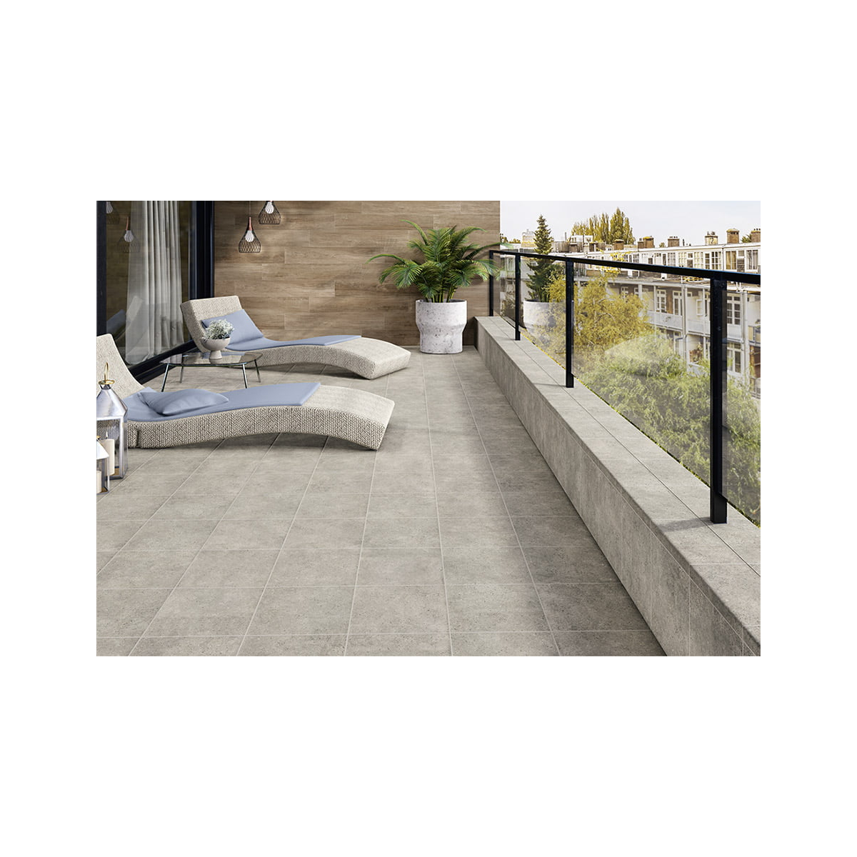 Terraza con Pavimento Rocks Grey Antideslizante 30x30