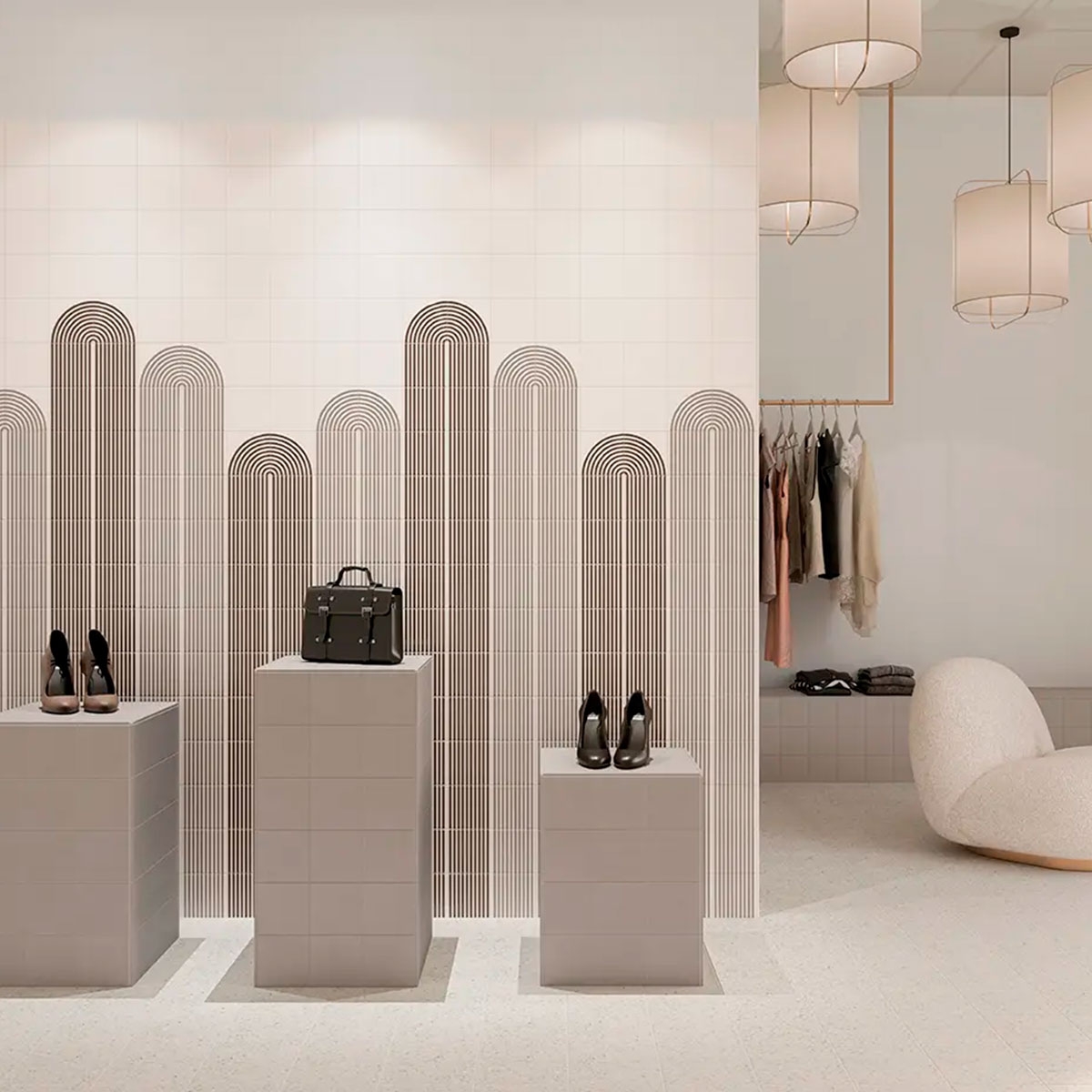 Interior com revestimento Twister T Dove Stone 12,5x12,5 (Caixa 0,60m2)