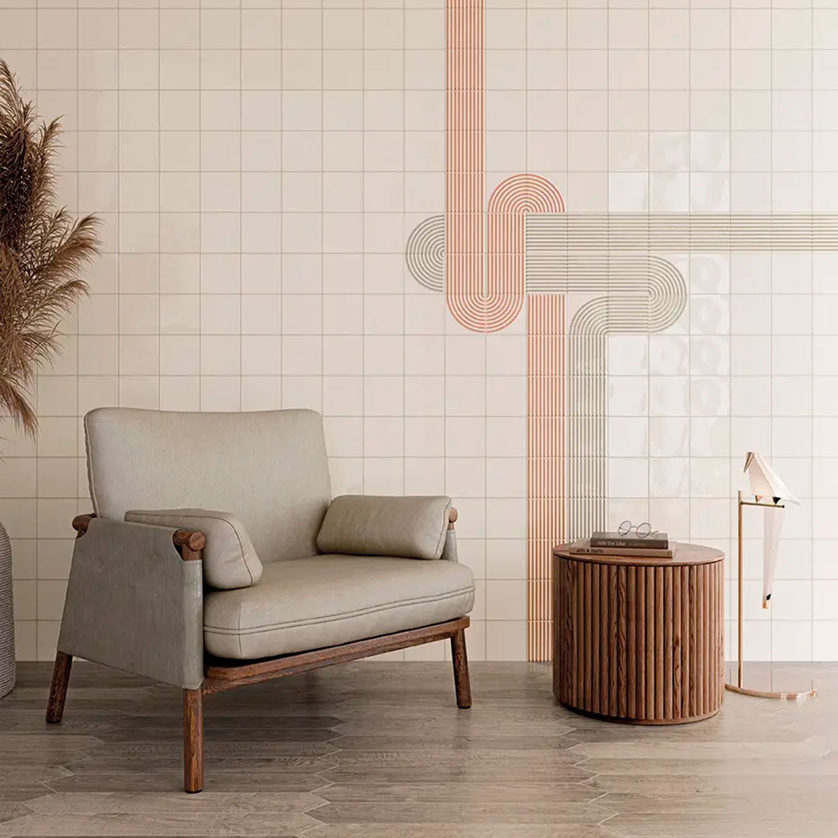 Intérieur avec revêtement Twister Twist Vapor Mint Grey 12.5x12.5 (Boîte 0.55m2)