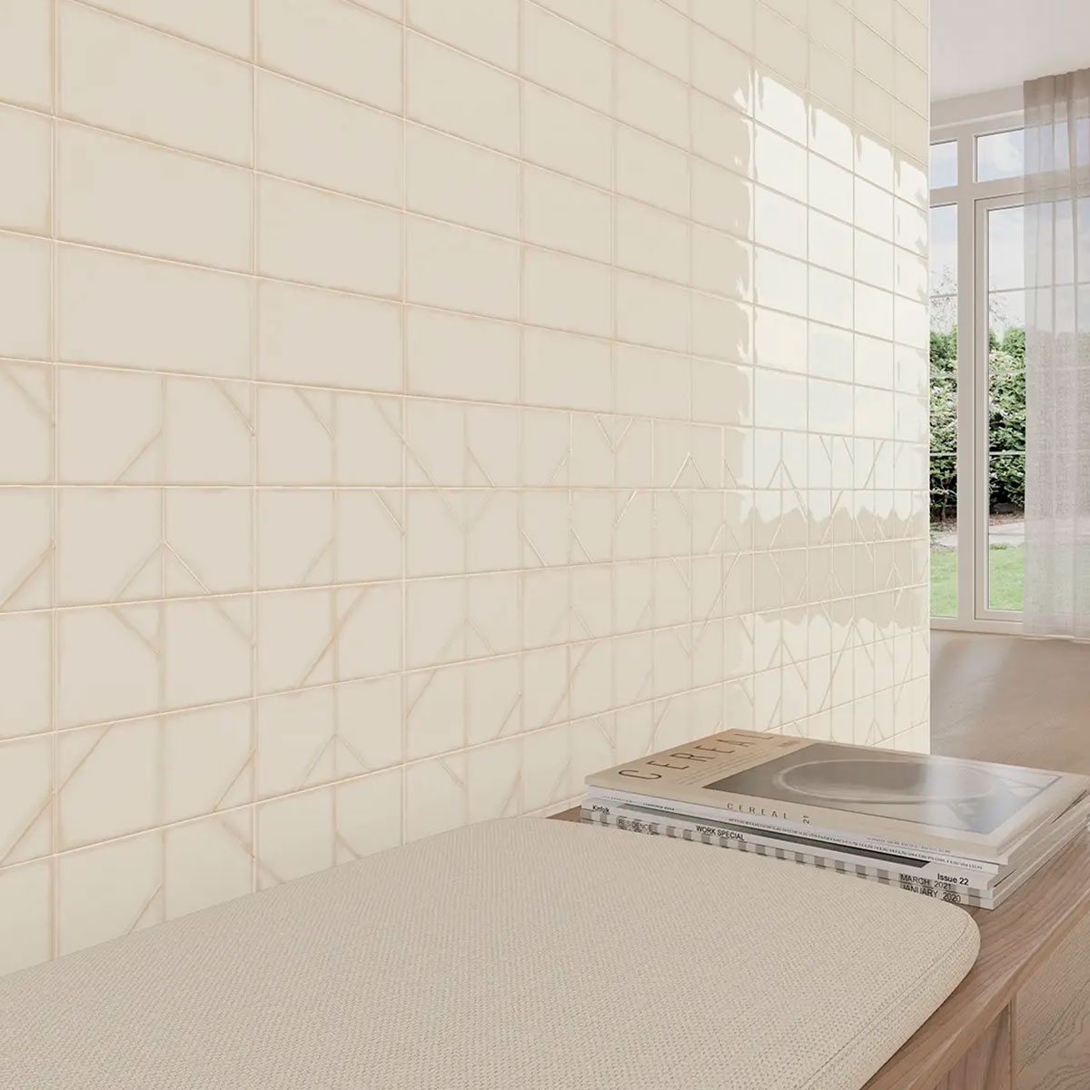 Interior with Yoko Origami Daisy coating 6.2x12.5 (Box 0.56m2)