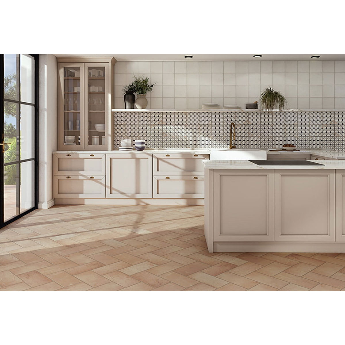 Cozinha com revestimento de fogo branco 22.5x22.5