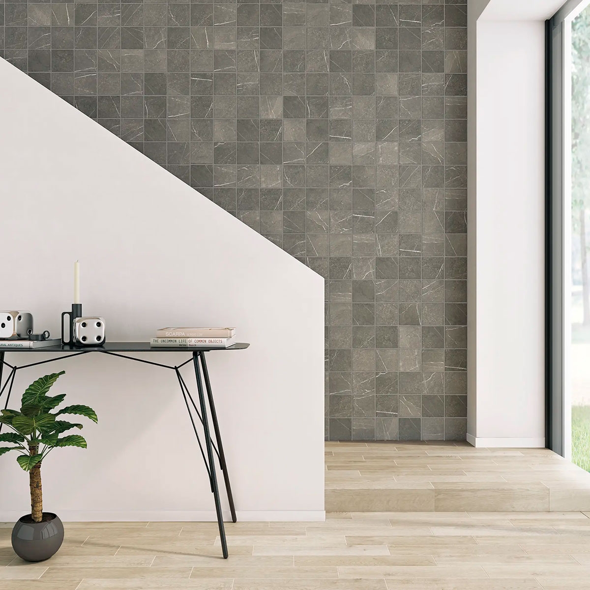 Interior com revestimento Gea Charcoal 12x12 (Box 0.54m2)