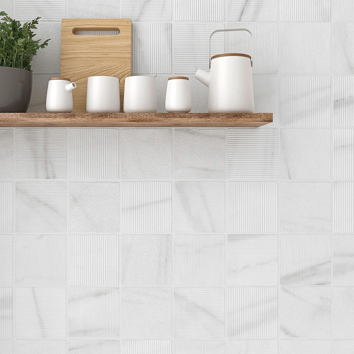 Intérieur avec revêtement Gea Carved Calacatta 12x12 (Boîte 0.54m2)