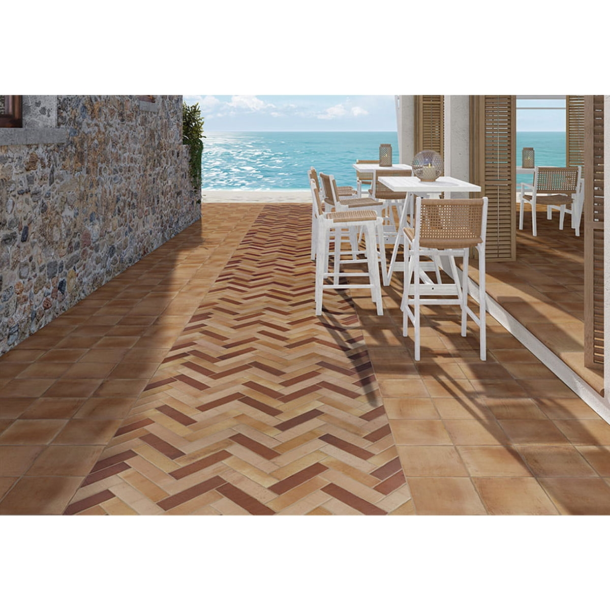 Exterior com Pavimento de Tijolo de Fogo Natural 6.5x25