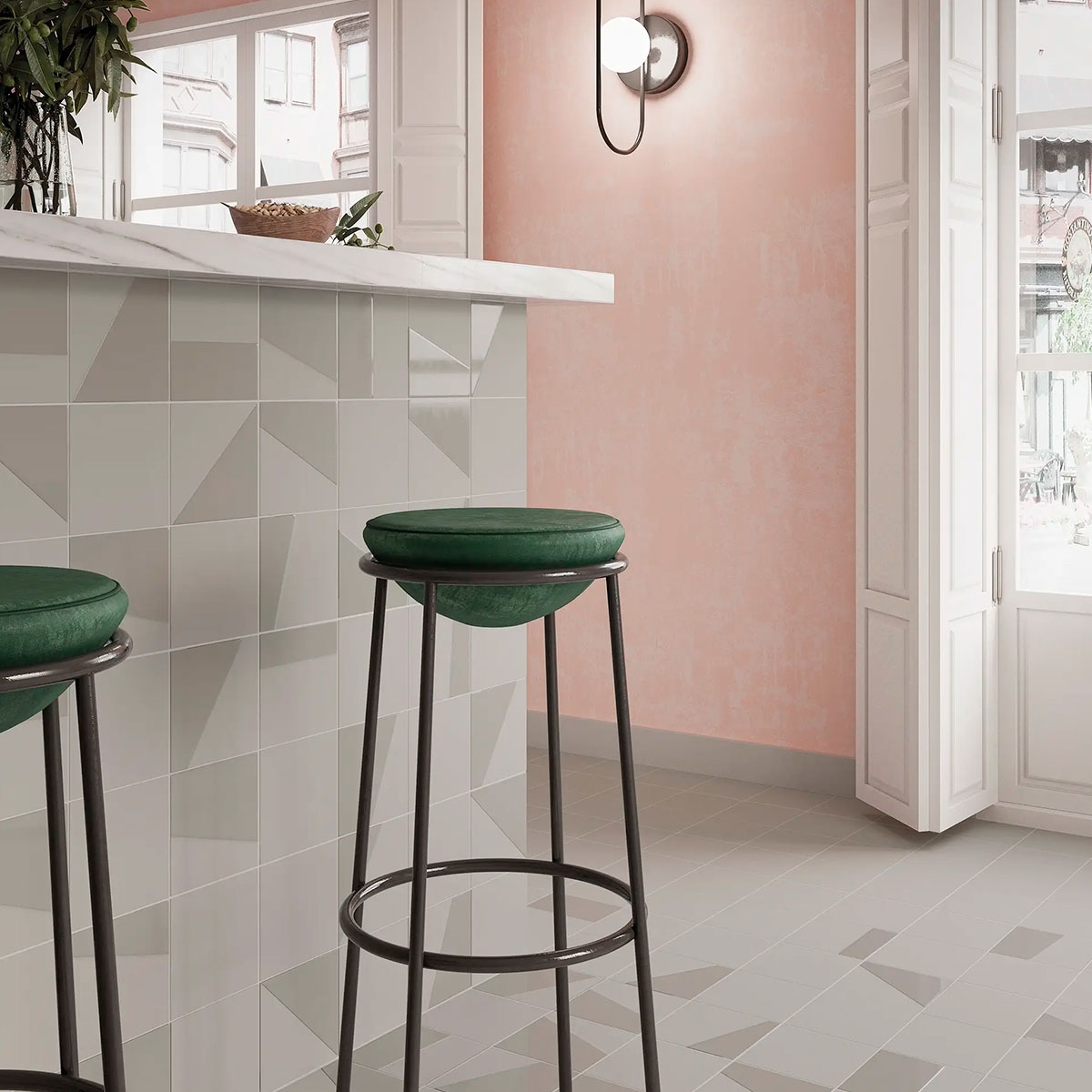 Interior com pavimento Duo Solo Grey 15x15 (Box 0.58m2) 1