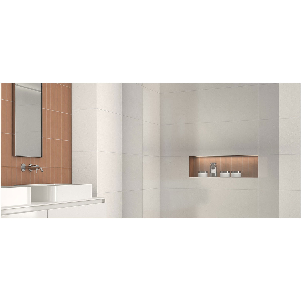 Baño con revestimiento Austral White 40x120 (Caja 1.44m2)