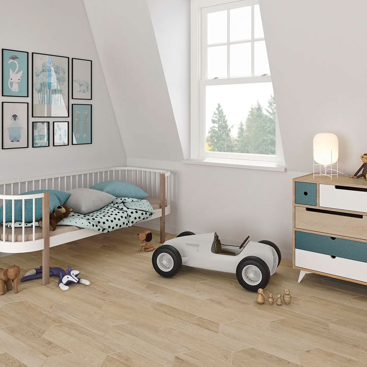 Chambre avec sol 60° Chevron A Bois Mid 9.8x52.2 (Boîte 0.45m2)