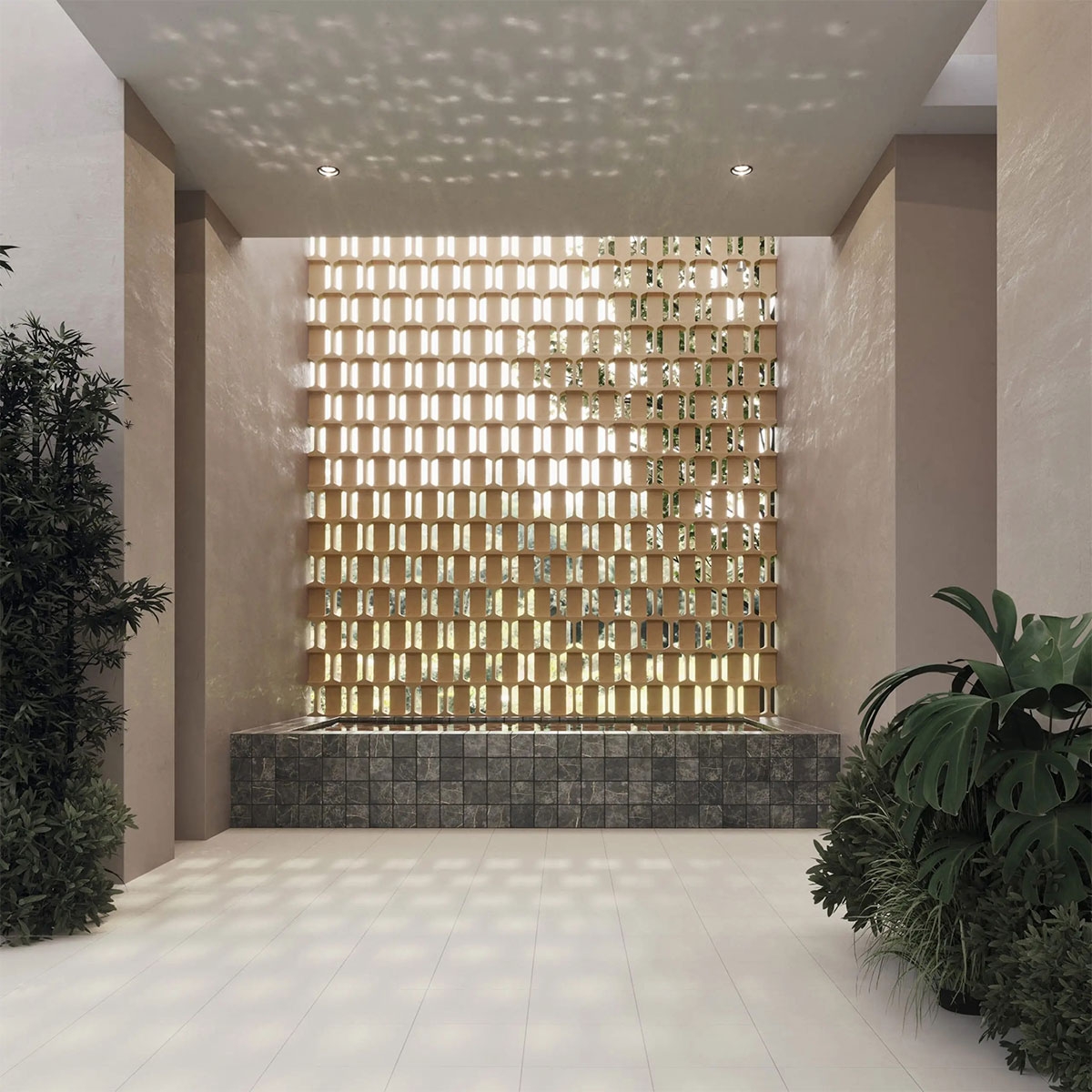 Interior com treliça de areia IPN 10x20x10