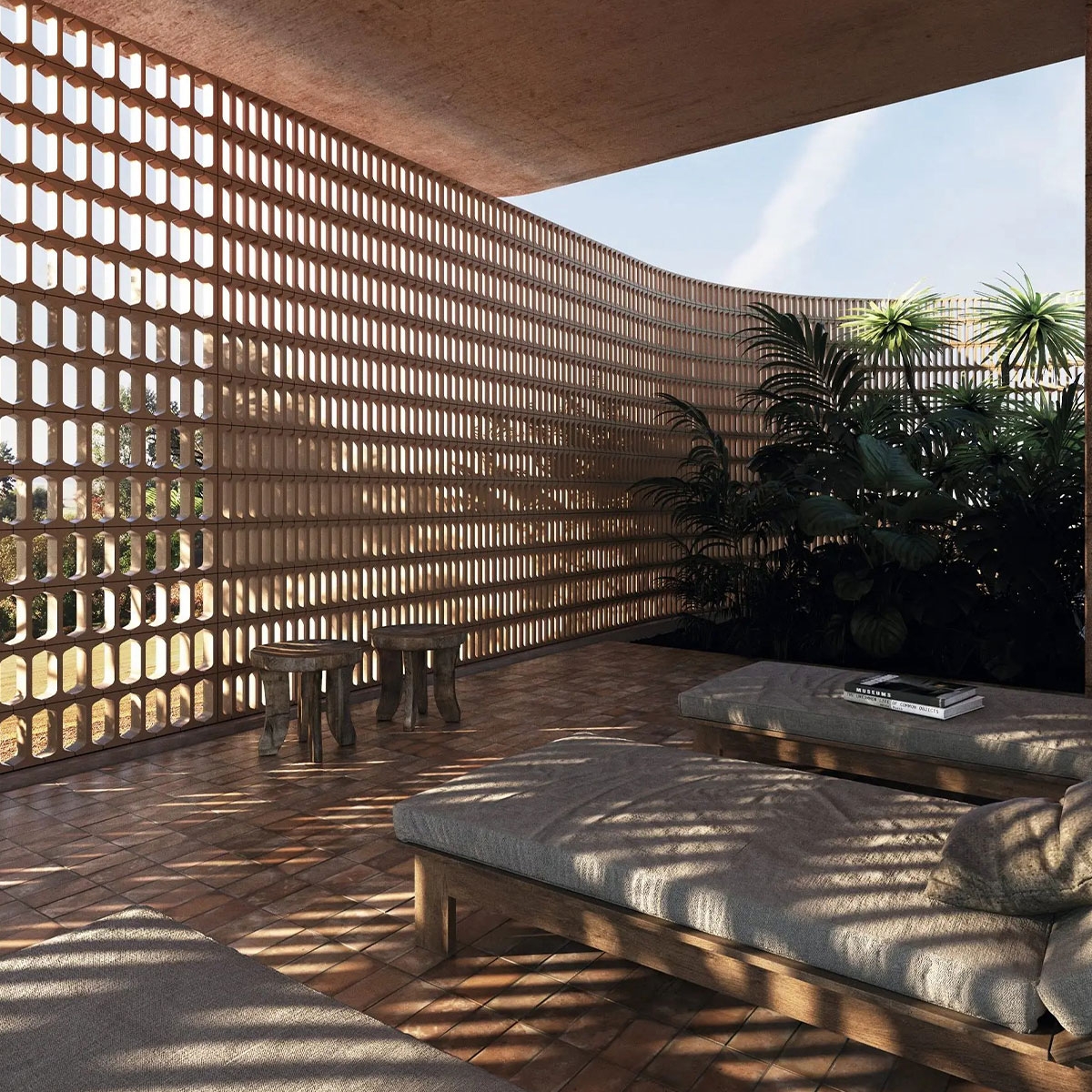 Exterior with Lattice IPN Cotto 10x20x10