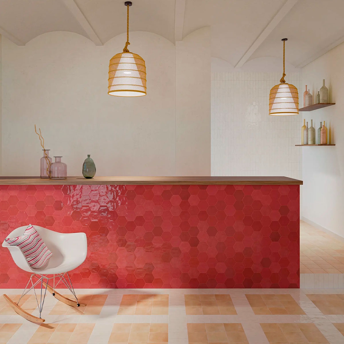 Interior com revestimento de vinho Zellige Hexa 10,8x12,4 (Caixa 0,38m2) 1