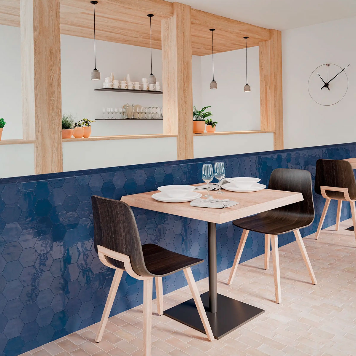 Interior con revestimiento Zellige Hexa Cobalt 10,8x12,4 (Caja 0,38m2)