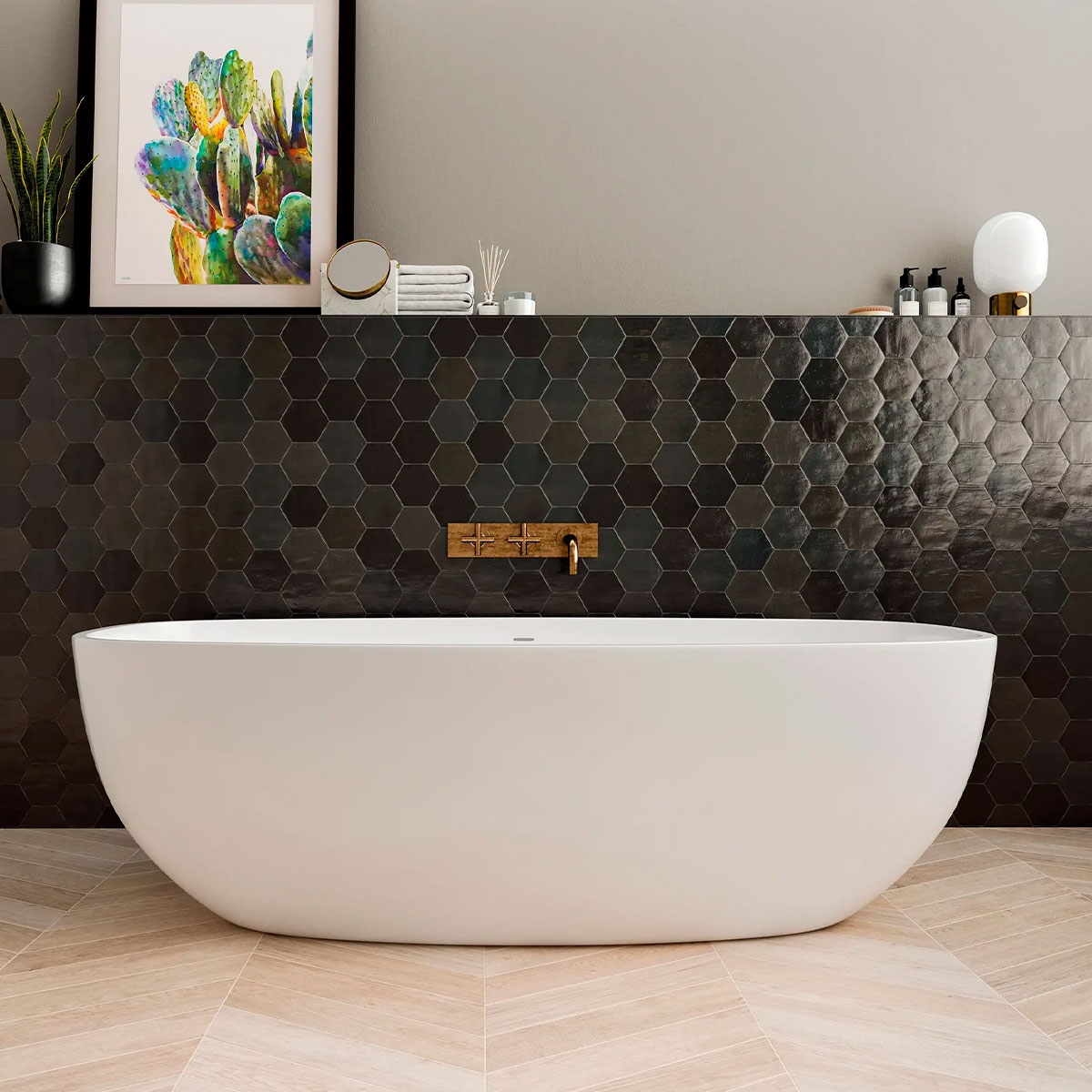 Baño con revestimiento Zellige Hexa Graphite 10,8x12,4 (Caja 0,38m2)