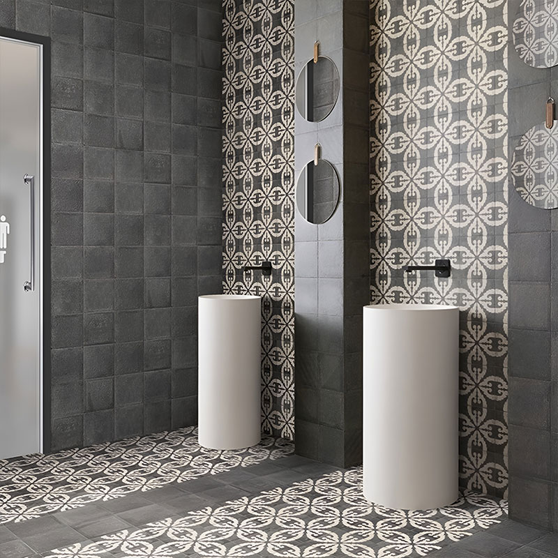 Azulejo gris para baño
