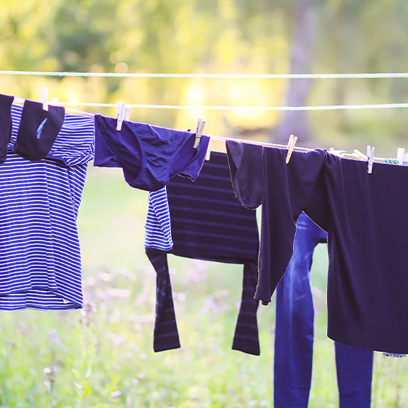 Drying laundry outside