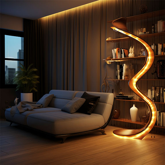 prateleiras suspensas atrás do sofá