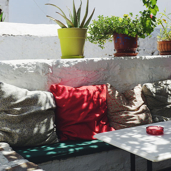 cojines en la terraza
