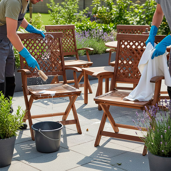 limpiado y secado de los muebles