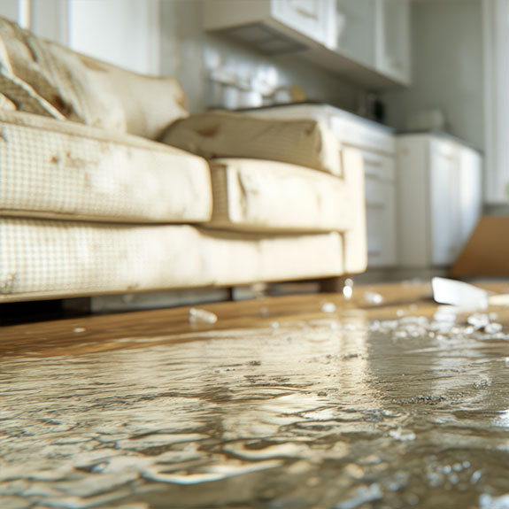 Suelo del salón inundado