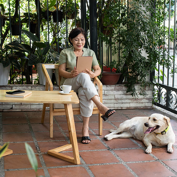 zona de descanso en el patio