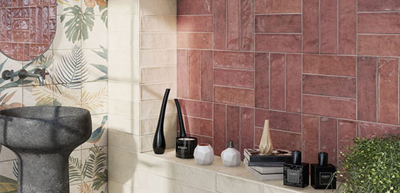Azulejos rojos para baños