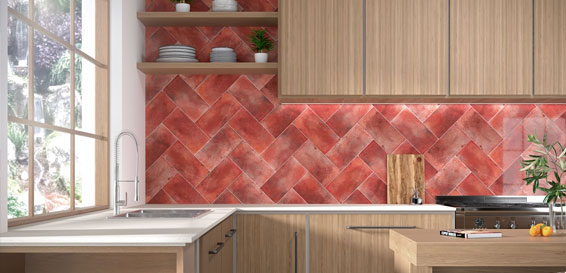 Azulejos rojos para cocinas