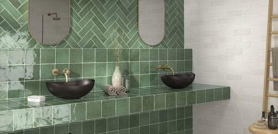 Azulejos verdes para baños