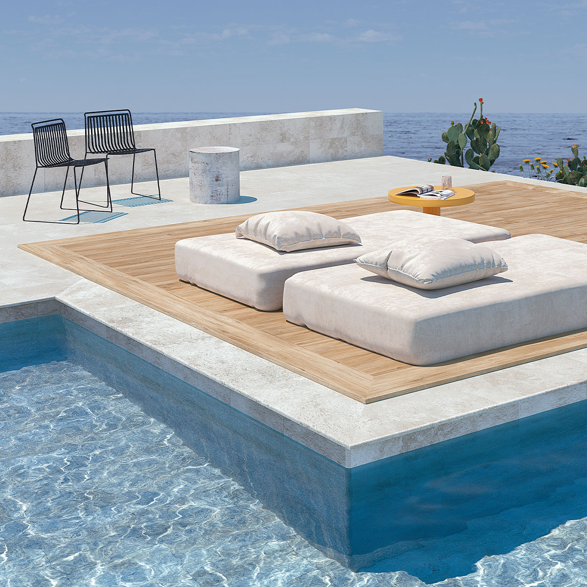 Piscina con acabado piedra