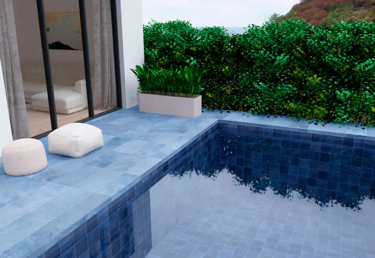 piscina porcelanico esmaltado azul oscuro