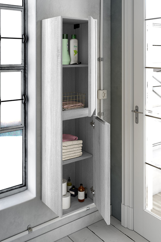 mueble de baño elevado color ceniza