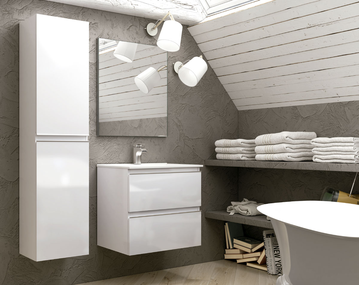 Mueble de baño blanco suspendido