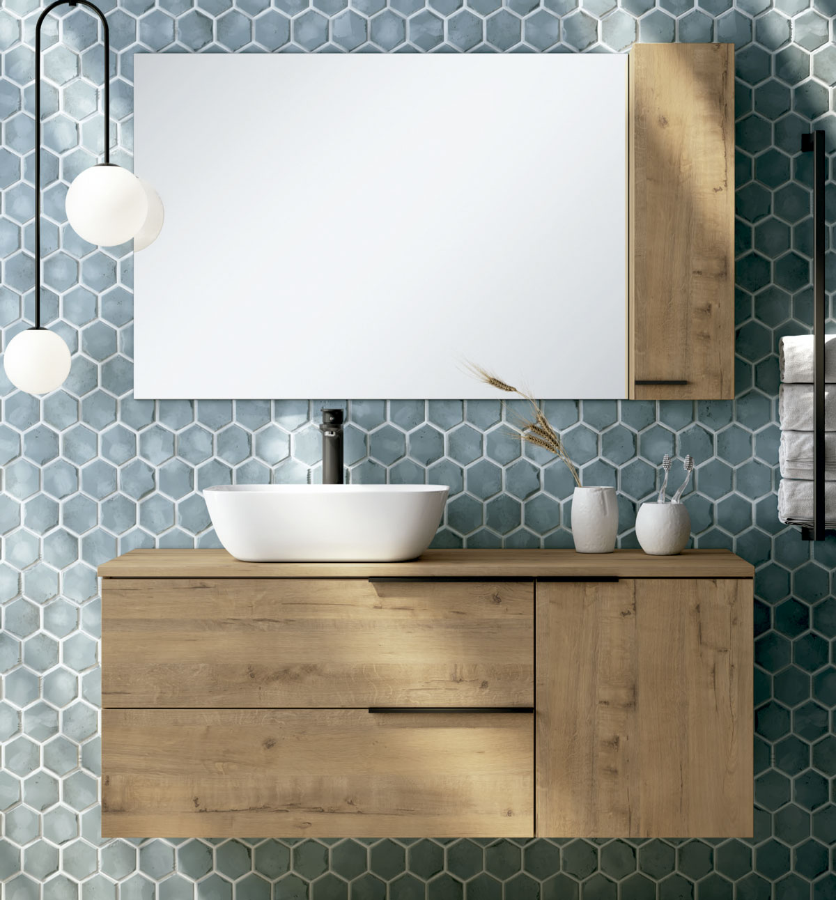 Estantería de baño elevado de color marrón