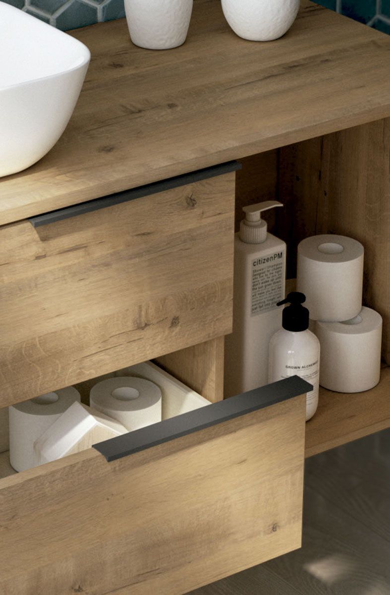 mueble de baño suspendido color marrón claro