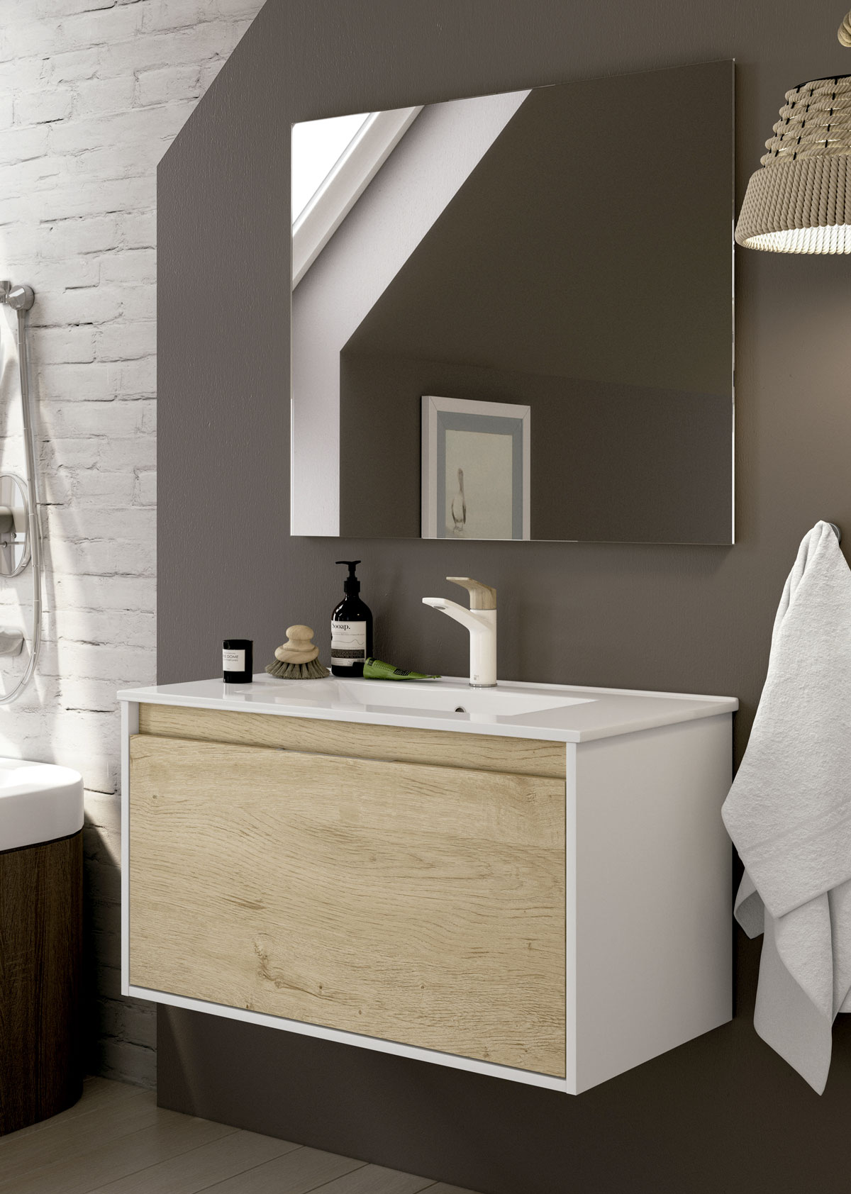 mueble de baño marrón claro