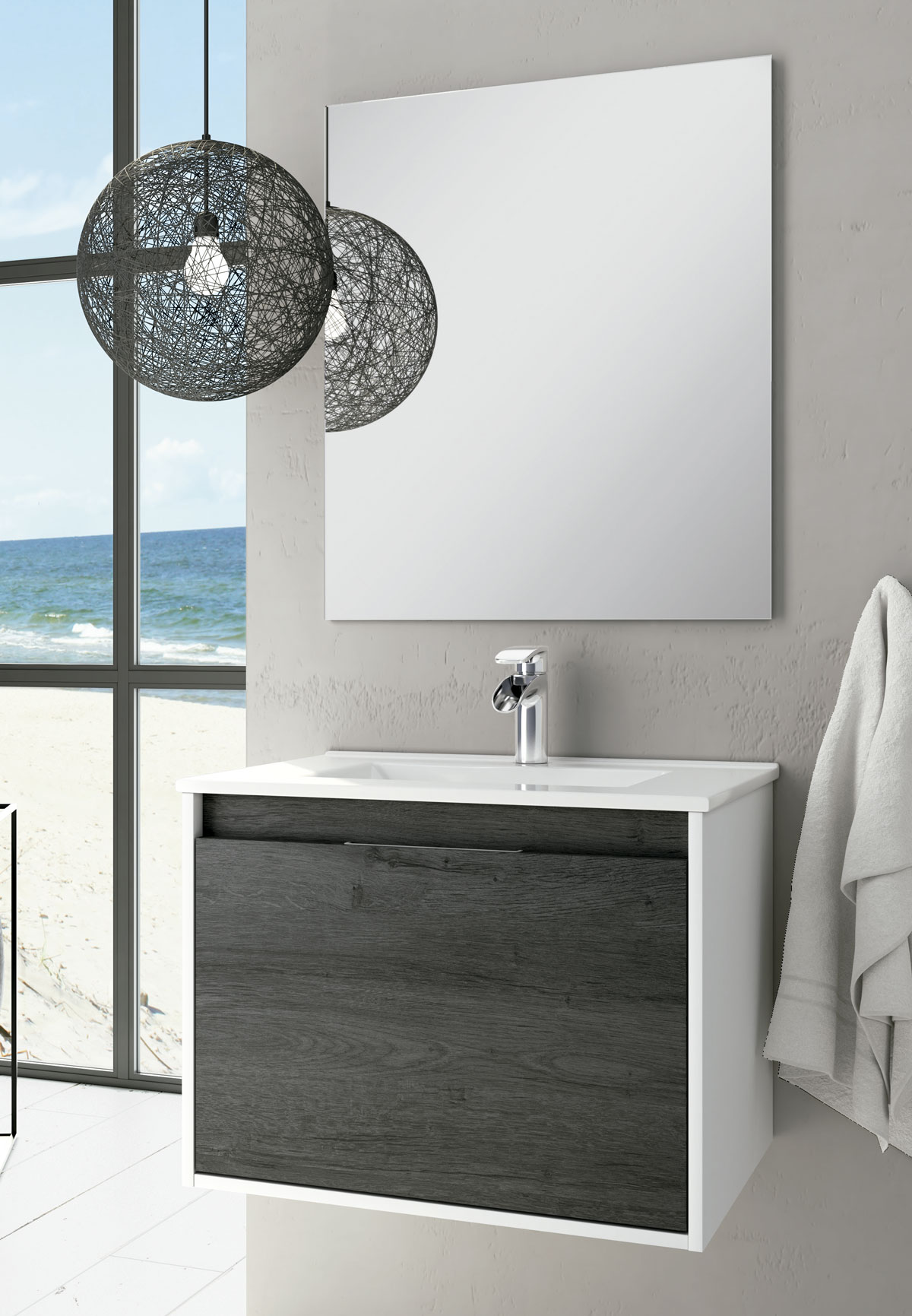 estanteria de baño suspendido color negro pizarra