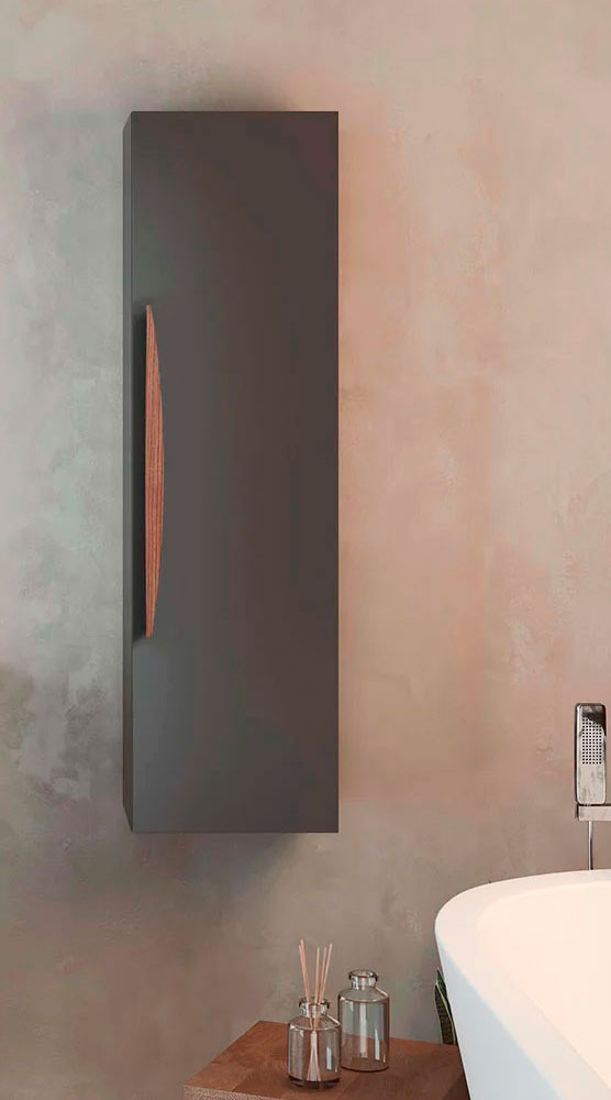 mueble negro elevado para el baño