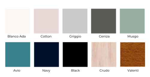 diferentes colores de acabados