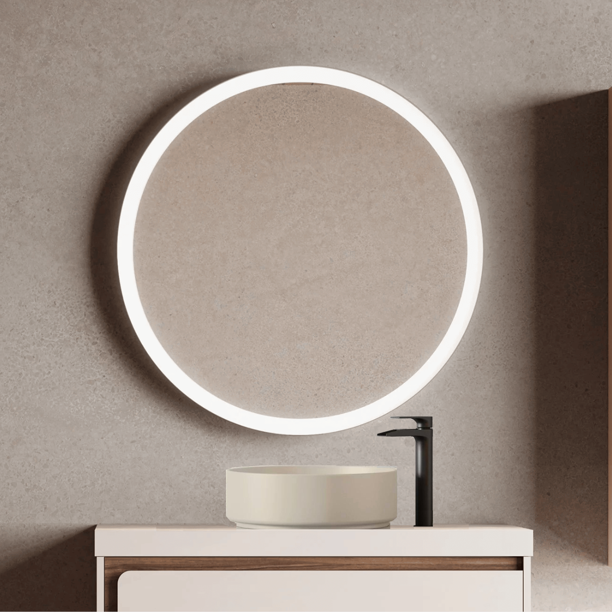 mueble de baño con lavabo sobre encimera