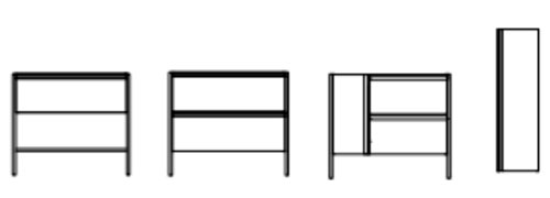 Mueble de baño en diferentes posiciones