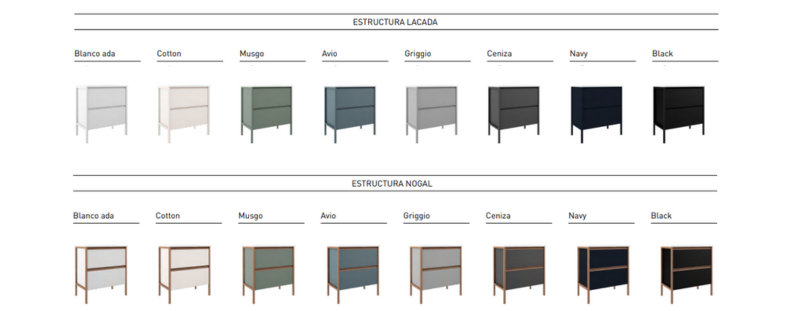 diferentes acabados de muebles