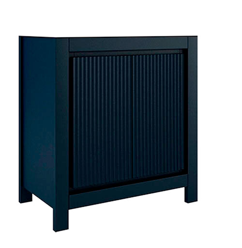 Mueble azul oscuro con dos puerta para baño