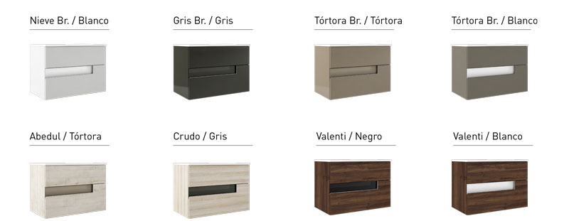 diferentes acabados de muebles