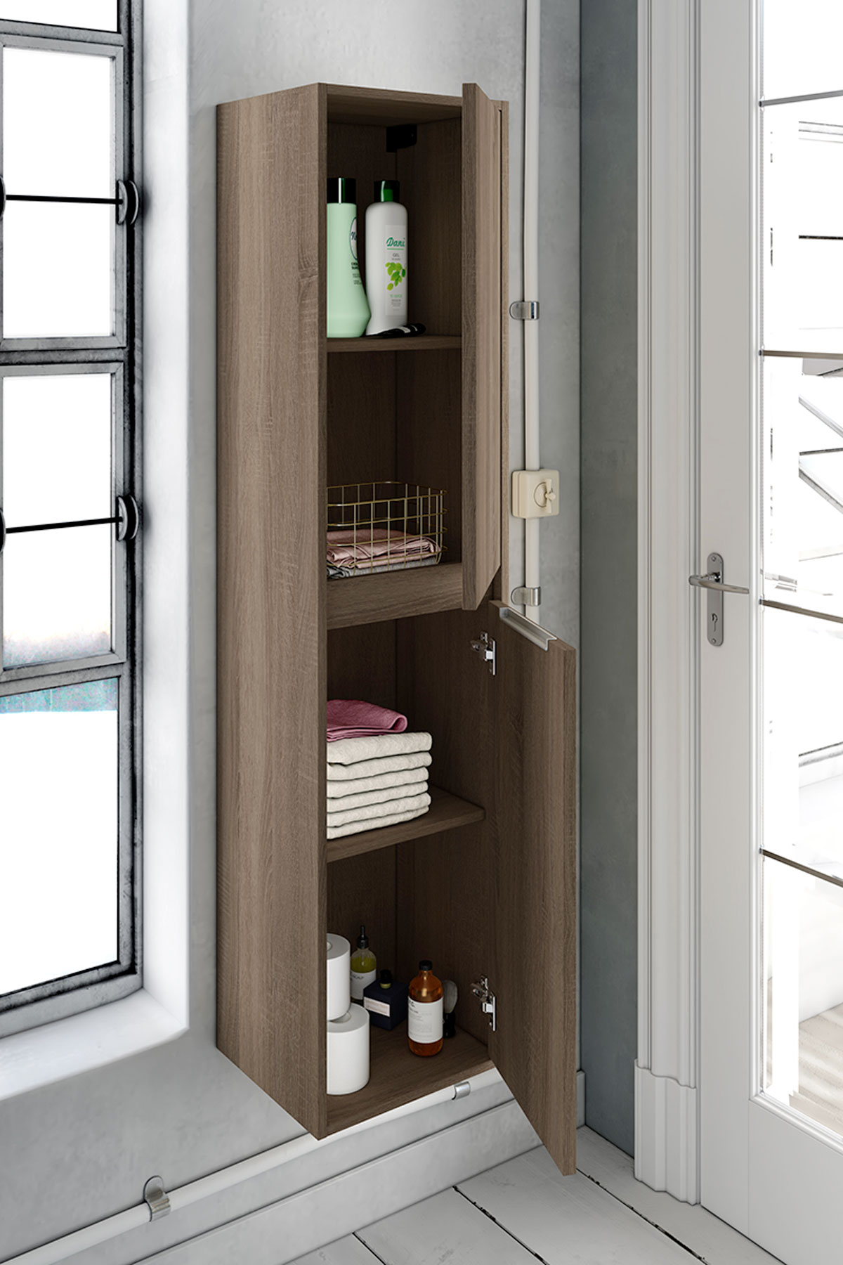 mueble de baño marrón oscuro