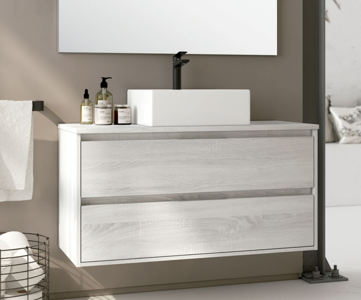 mueble de baño de madera blanca