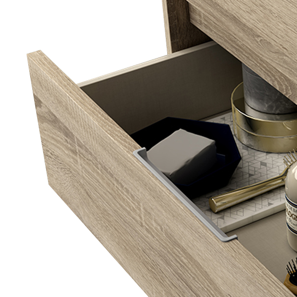 mueble de baño marrón oscuro con cajones cierre amortiguado